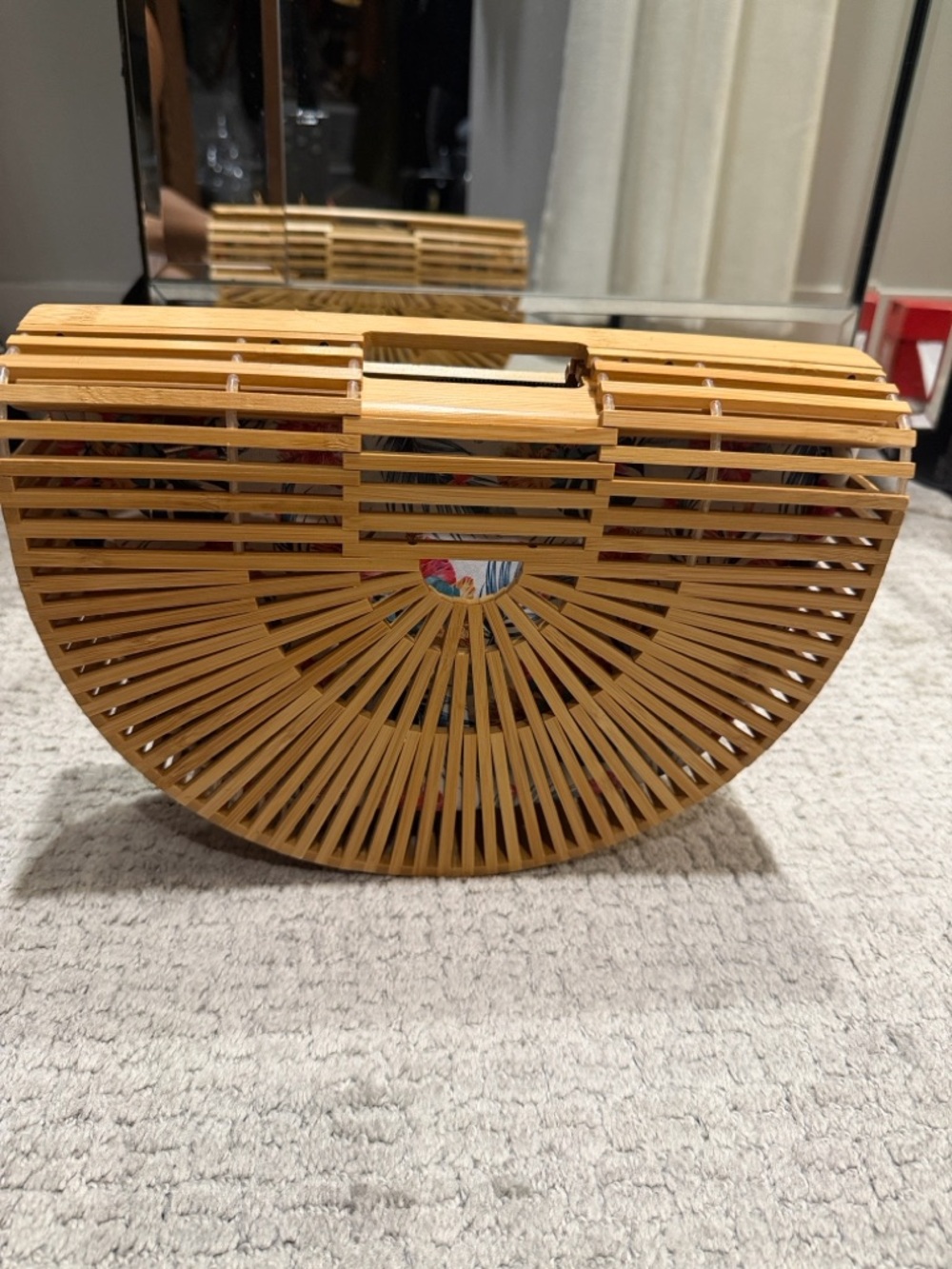 Natural Bamboo Semi-Circle Handbag - Women Bags